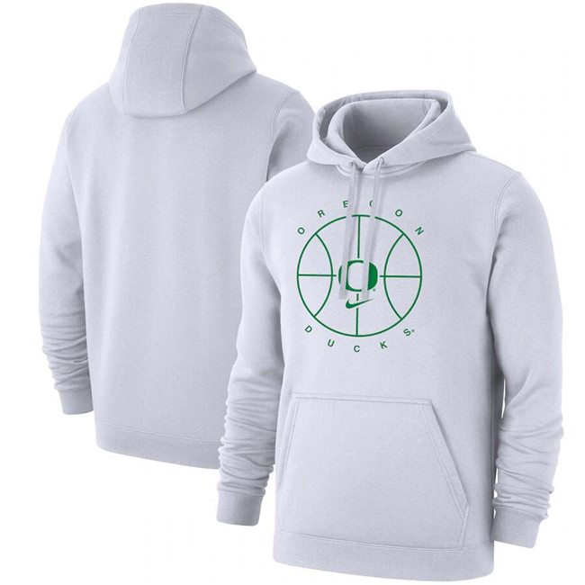Men's Oregon Ducks White Basketball Icon Club Fleece Pullover Hoodie Men's Oregon Ducks White Basketball Icon Club Fleece Pullover Hoodie
